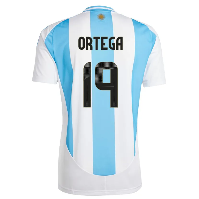 Danxen Barn Argentina Francisco Ortega #19 Hvit Blå Hjemmetrøye Drakt Trøye 24-26 Skjorter T-Skjorte