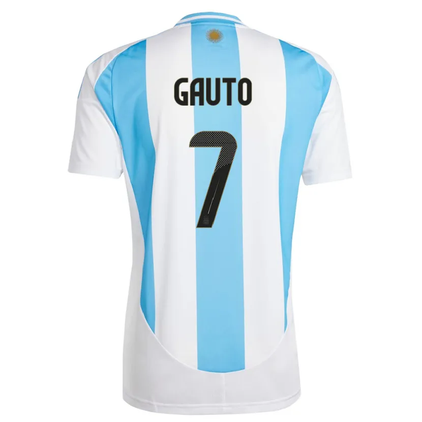 Danxen Barn Argentina Juan Gauto #7 Hvit Blå Hjemmetrøye Drakt Trøye 24-26 Skjorter T-Skjorte