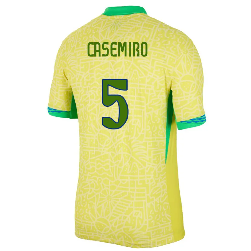Danxen Barn Brasil Casemiro #5 Gul Hjemmetrøye Drakt Trøye 24-26 Skjorter T-Skjorte