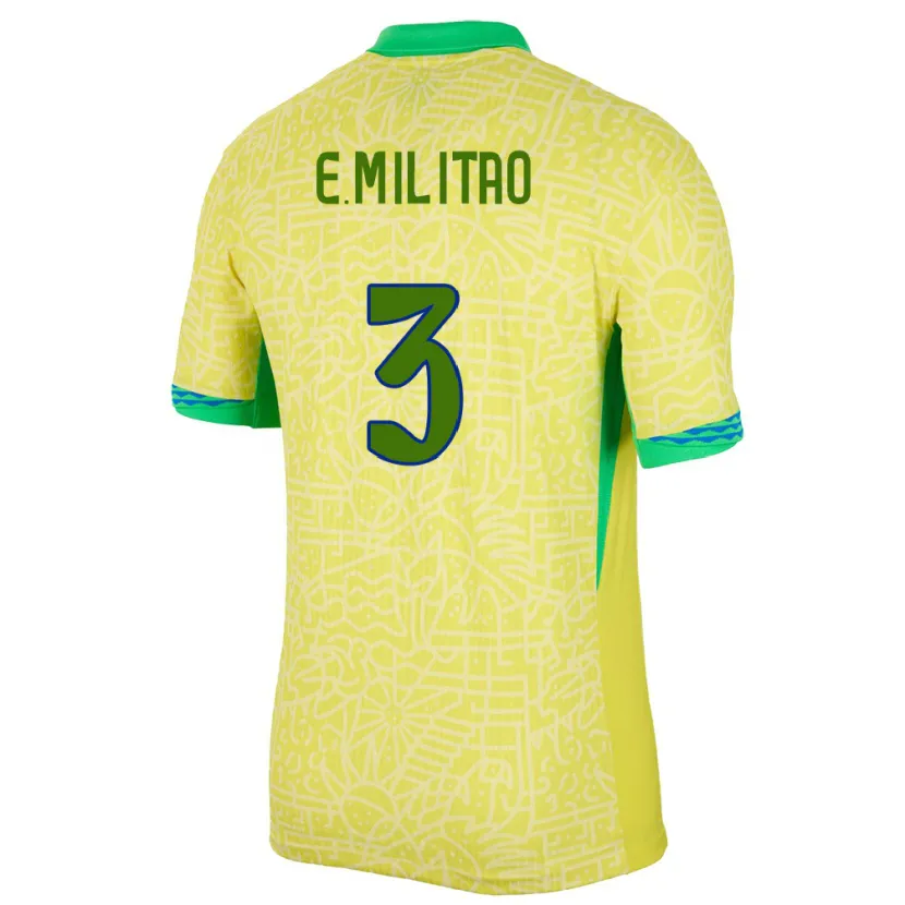 Danxen Barn Brasil Eder Militao #3 Gul Hjemmetrøye Drakt Trøye 24-26 Skjorter T-Skjorte