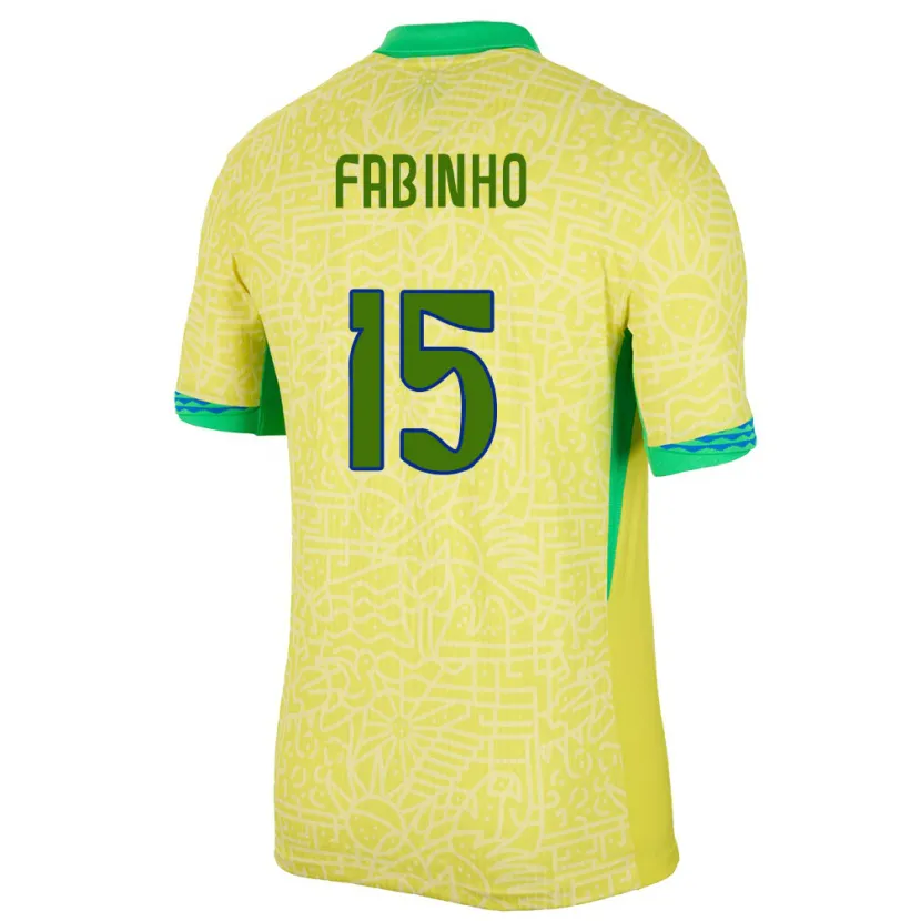 Danxen Barn Brasil Fabinho #15 Gul Hjemmetrøye Drakt Trøye 24-26 Skjorter T-Skjorte