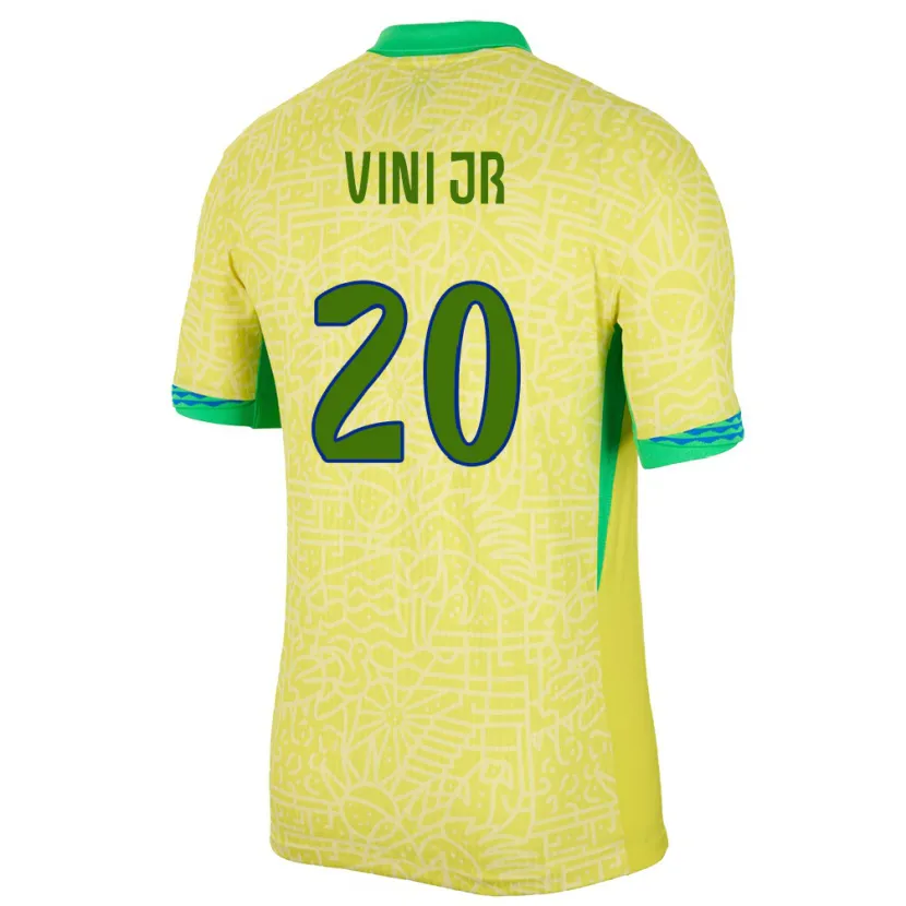 Danxen Barn Brasil Vinicius Junior #20 Gul Hjemmetrøye Drakt Trøye 24-26 Skjorter T-Skjorte