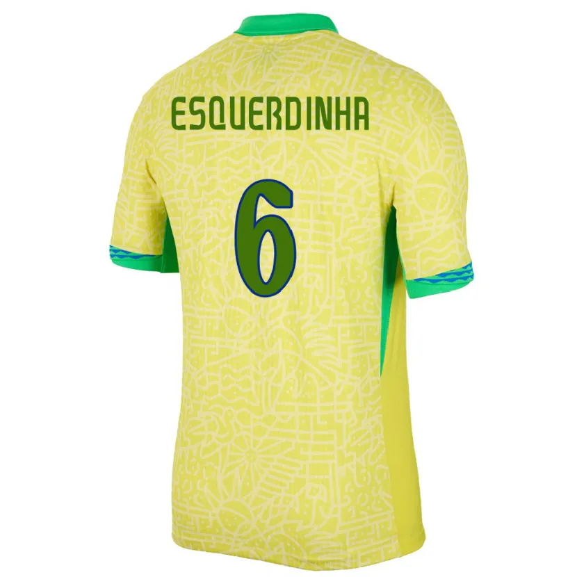 Danxen Barn Brasil Esquerdinha #6 Gul Hjemmetrøye Drakt Trøye 24-26 Skjorter T-Skjorte
