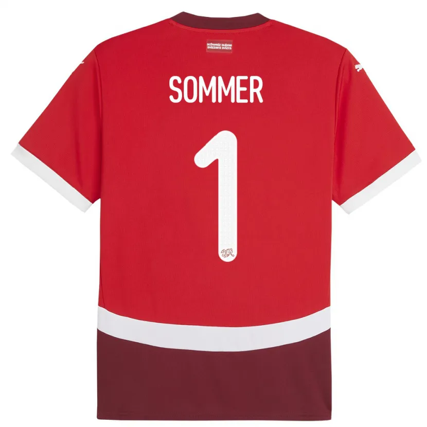 Danxen Barn Sveits Yann Sommer #1 Rød Hjemmetrøye Drakt Trøye 24-26 Skjorter T-Skjorte