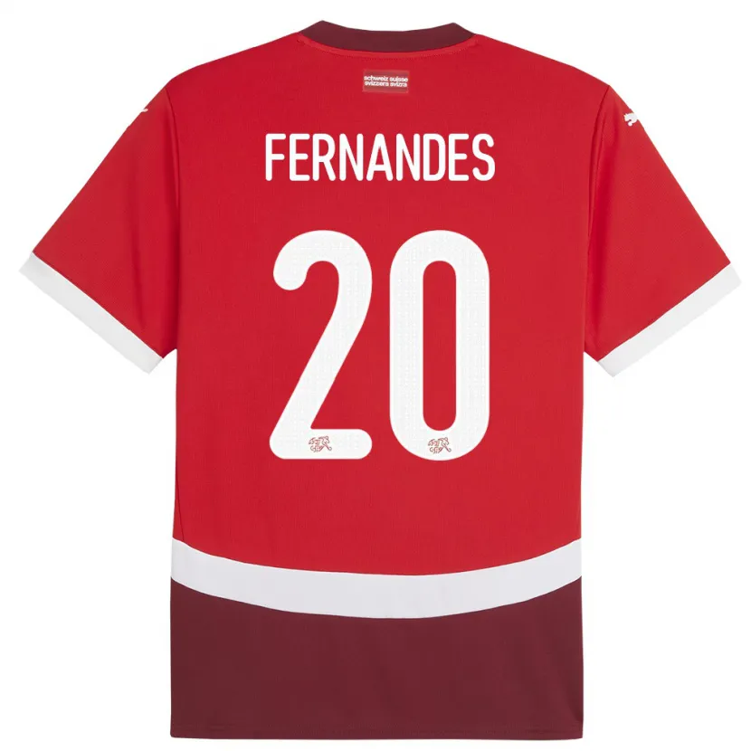 Danxen Barn Sveits Edimilson Fernandes #20 Rød Hjemmetrøye Drakt Trøye 24-26 Skjorter T-Skjorte