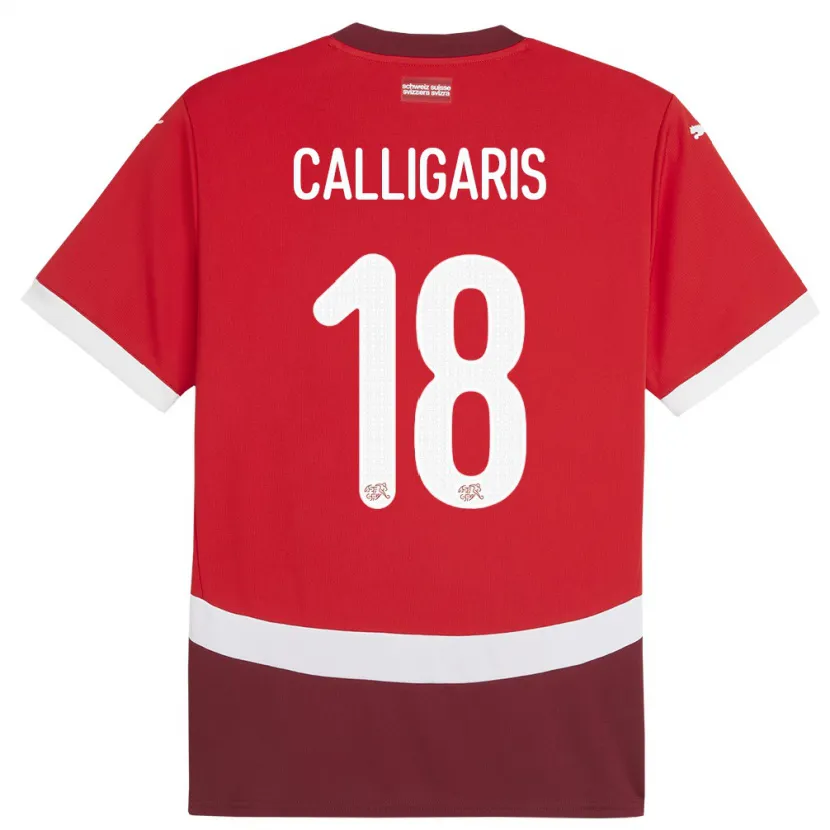 Danxen Barn Sveits Viola Calligaris #18 Rød Hjemmetrøye Drakt Trøye 24-26 Skjorter T-Skjorte