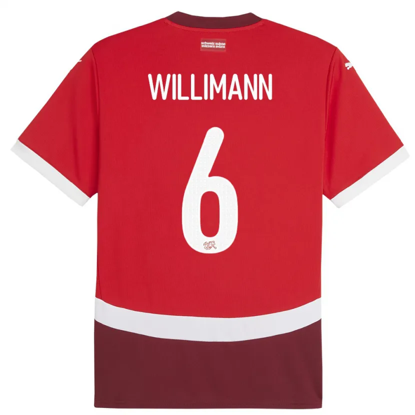 Danxen Barn Sveits Mauricio Willimann #6 Rød Hjemmetrøye Drakt Trøye 24-26 Skjorter T-Skjorte