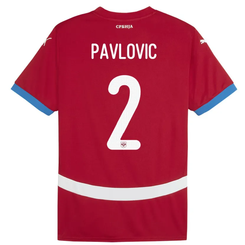 Danxen Barn Serbia Strahinja Pavlovic #2 Rød Hjemmetrøye Drakt Trøye 24-26 Skjorter T-Skjorte