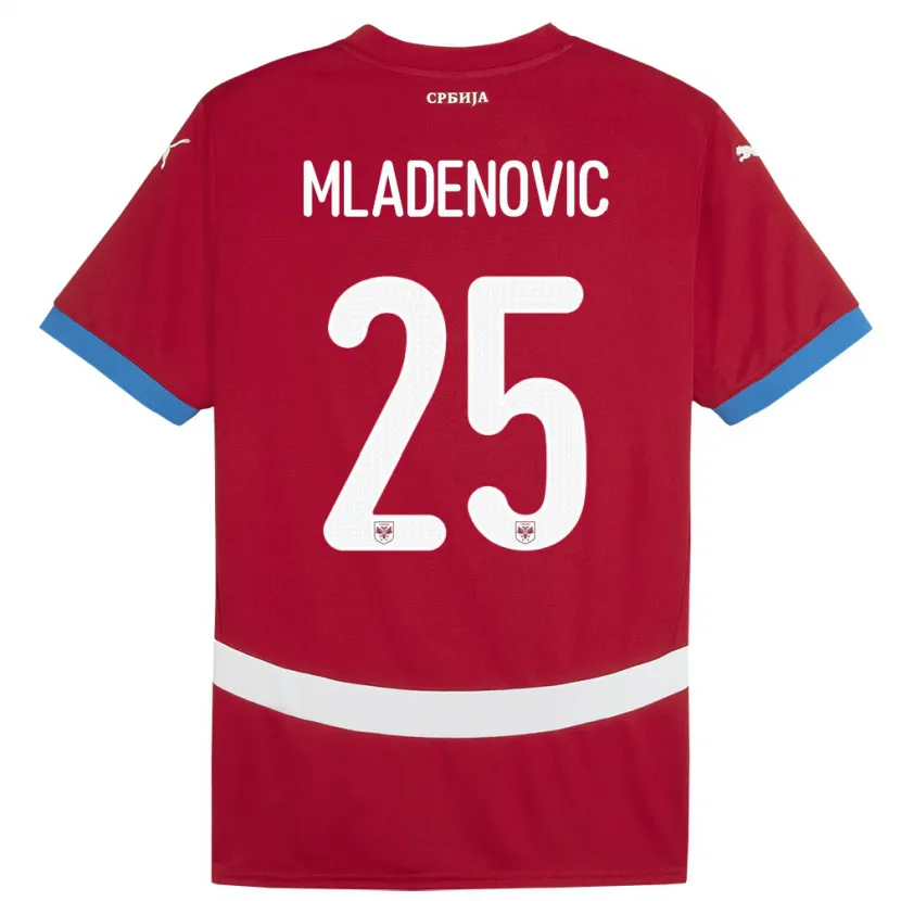 Danxen Barn Serbia Filip Mladenovic #25 Rød Hjemmetrøye Drakt Trøye 24-26 Skjorter T-Skjorte