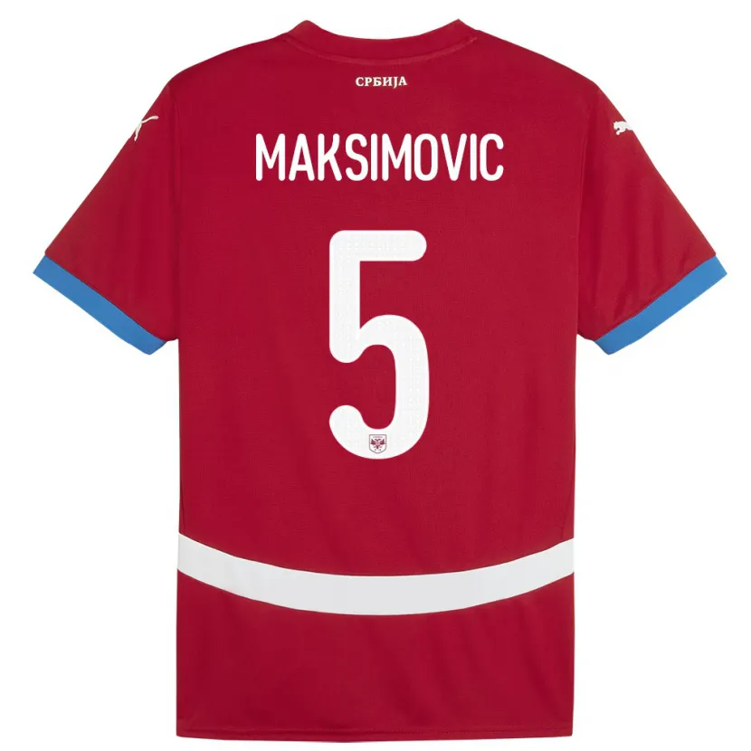 Danxen Barn Serbia Nemanja Maksimovic #5 Rød Hjemmetrøye Drakt Trøye 24-26 Skjorter T-Skjorte