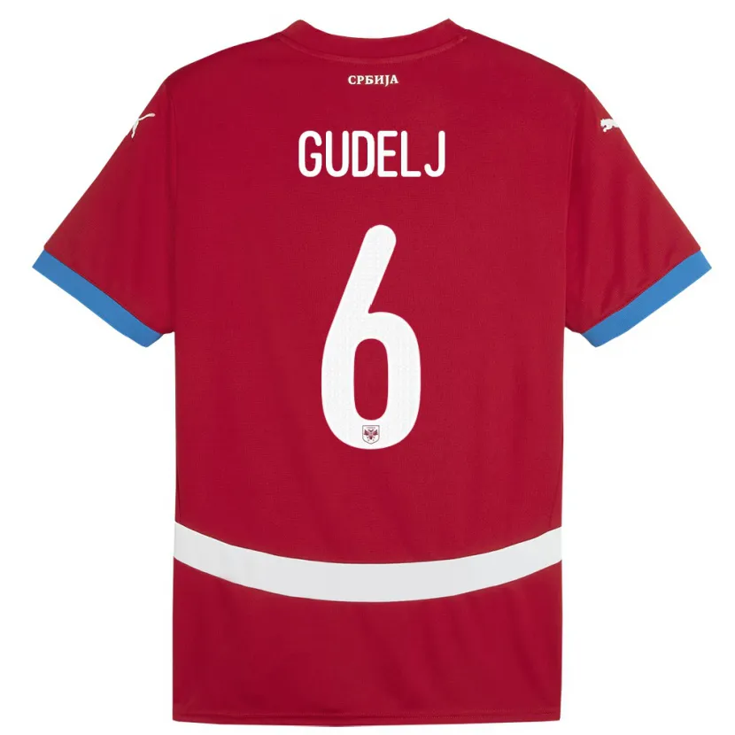 Danxen Barn Serbia Nemanja Gudelj #6 Rød Hjemmetrøye Drakt Trøye 24-26 Skjorter T-Skjorte