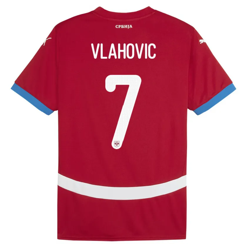Danxen Barn Serbia Dusan Vlahovic #7 Rød Hjemmetrøye Drakt Trøye 24-26 Skjorter T-Skjorte