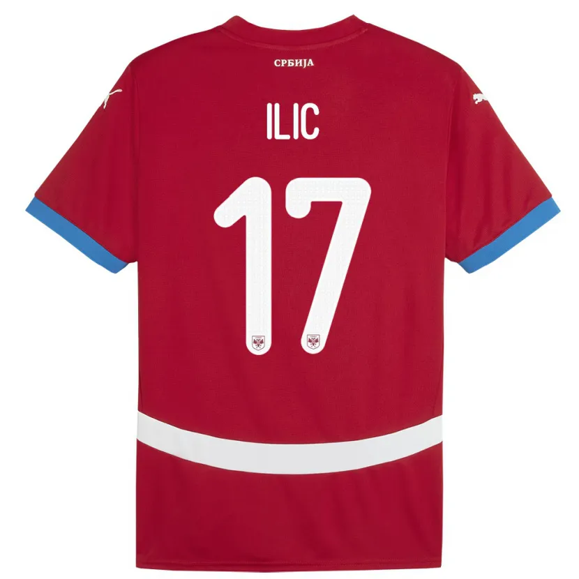 Danxen Barn Serbia Ivan Ilic #17 Rød Hjemmetrøye Drakt Trøye 24-26 Skjorter T-Skjorte