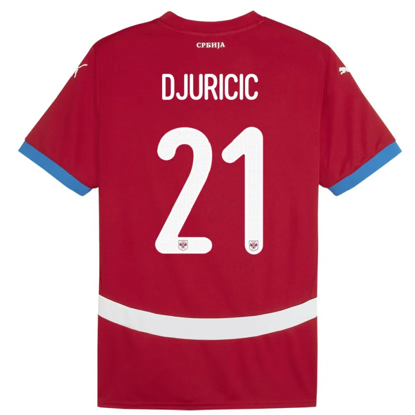Danxen Barn Serbia Filip Djuricic #21 Rød Hjemmetrøye Drakt Trøye 24-26 Skjorter T-Skjorte