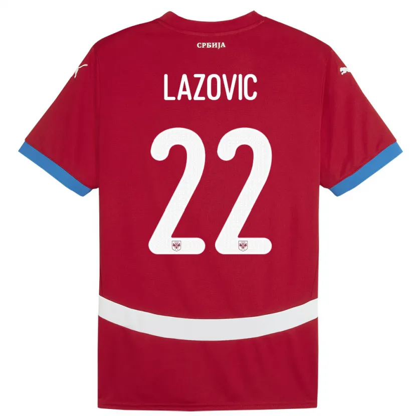 Danxen Barn Serbia Darko Lazovic #22 Rød Hjemmetrøye Drakt Trøye 24-26 Skjorter T-Skjorte