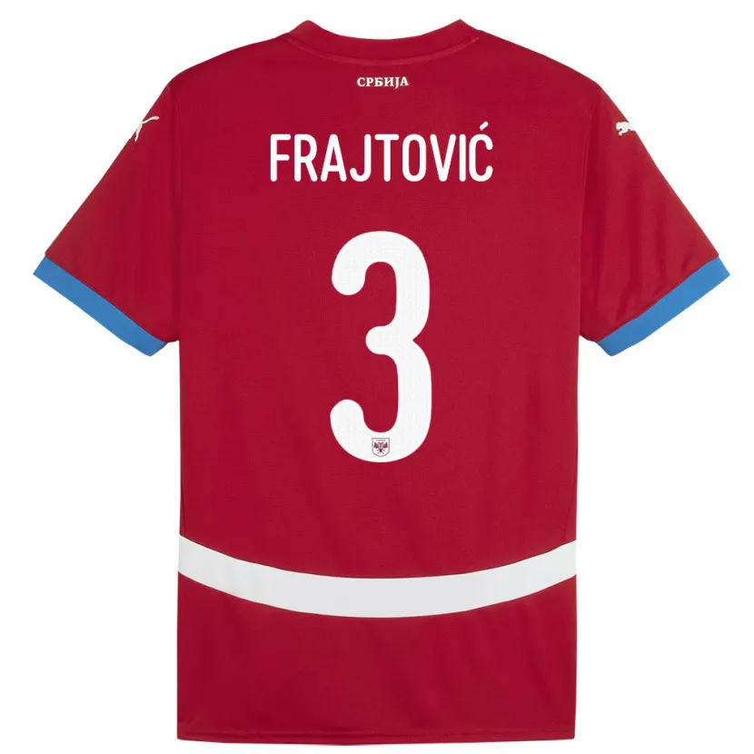 Danxen Barn Serbia Andela Frajtovic #3 Rød Hjemmetrøye Drakt Trøye 24-26 Skjorter T-Skjorte