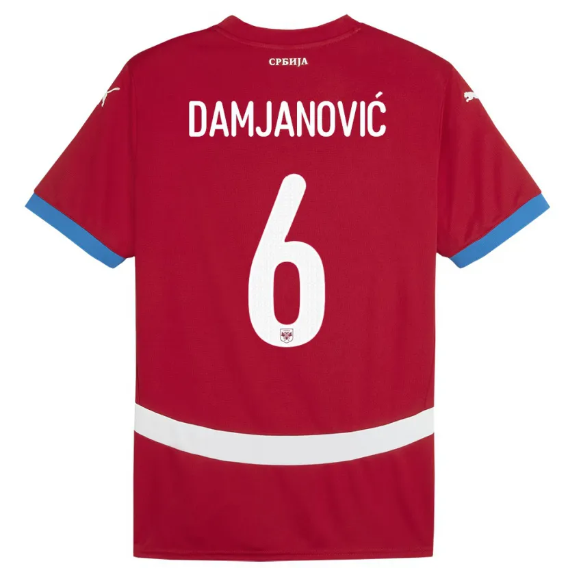Danxen Barn Serbia Nevena Damjanovic #6 Rød Hjemmetrøye Drakt Trøye 24-26 Skjorter T-Skjorte