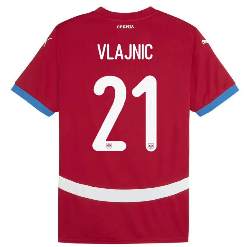 Danxen Barn Serbia Tyla Jay Vlajnic #21 Rød Hjemmetrøye Drakt Trøye 24-26 Skjorter T-Skjorte