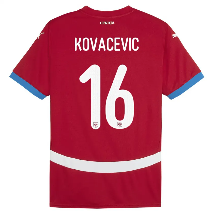 Danxen Barn Serbia Bojan Kovacevic #16 Rød Hjemmetrøye Drakt Trøye 24-26 Skjorter T-Skjorte