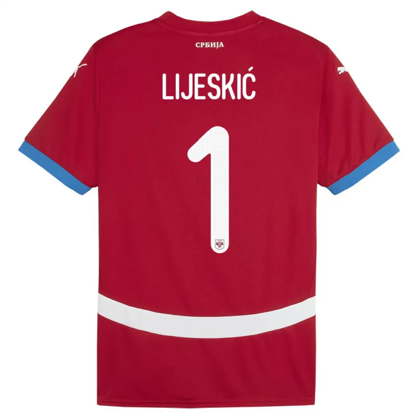 Danxen Barn Serbia Luka Lijeskic #1 Rød Hjemmetrøye Drakt Trøye 24-26 Skjorter T-Skjorte