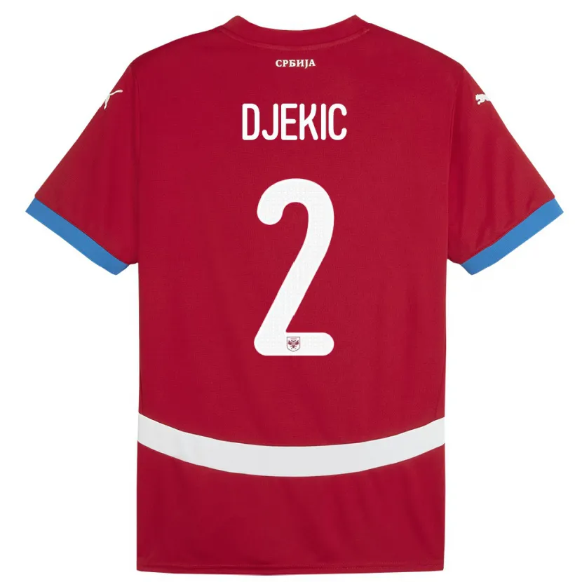 Danxen Barn Serbia Djuro Giulio Djekic #2 Rød Hjemmetrøye Drakt Trøye 24-26 Skjorter T-Skjorte