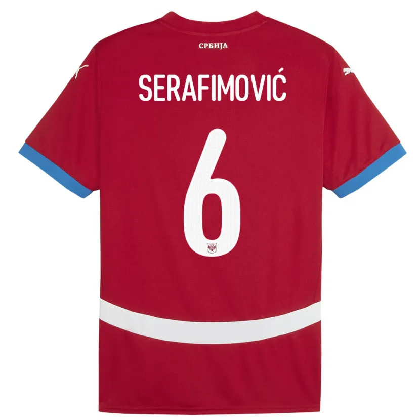 Danxen Barn Serbia Vojin Serafimovic #6 Rød Hjemmetrøye Drakt Trøye 24-26 Skjorter T-Skjorte