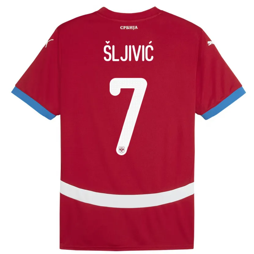 Danxen Barn Serbia Jovan Sljivic #7 Rød Hjemmetrøye Drakt Trøye 24-26 Skjorter T-Skjorte