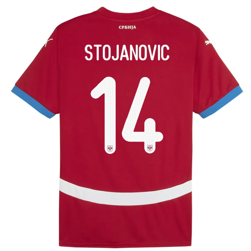 Danxen Barn Serbia Matija Stojanovic #14 Rød Hjemmetrøye Drakt Trøye 24-26 Skjorter T-Skjorte