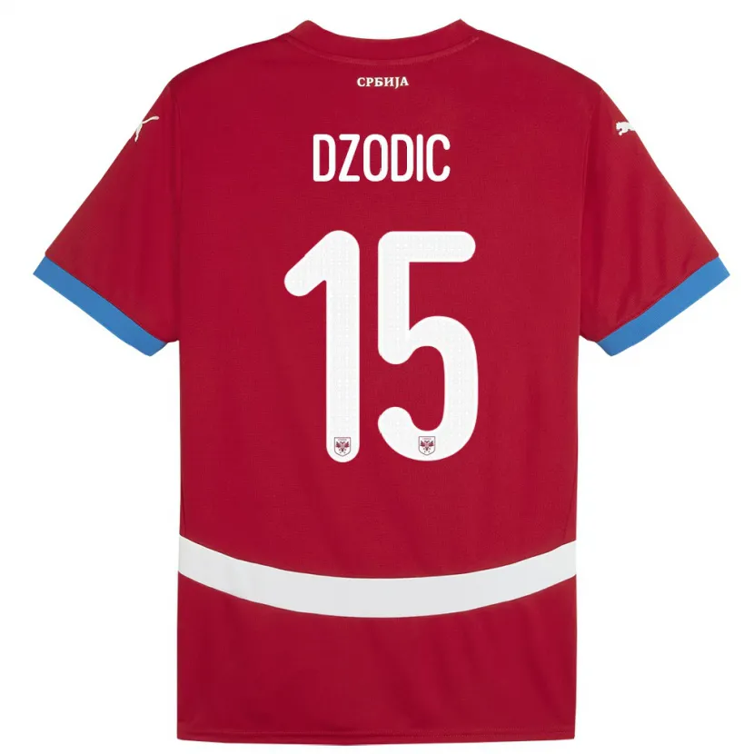 Danxen Barn Serbia Stefan Dzodic #15 Rød Hjemmetrøye Drakt Trøye 24-26 Skjorter T-Skjorte