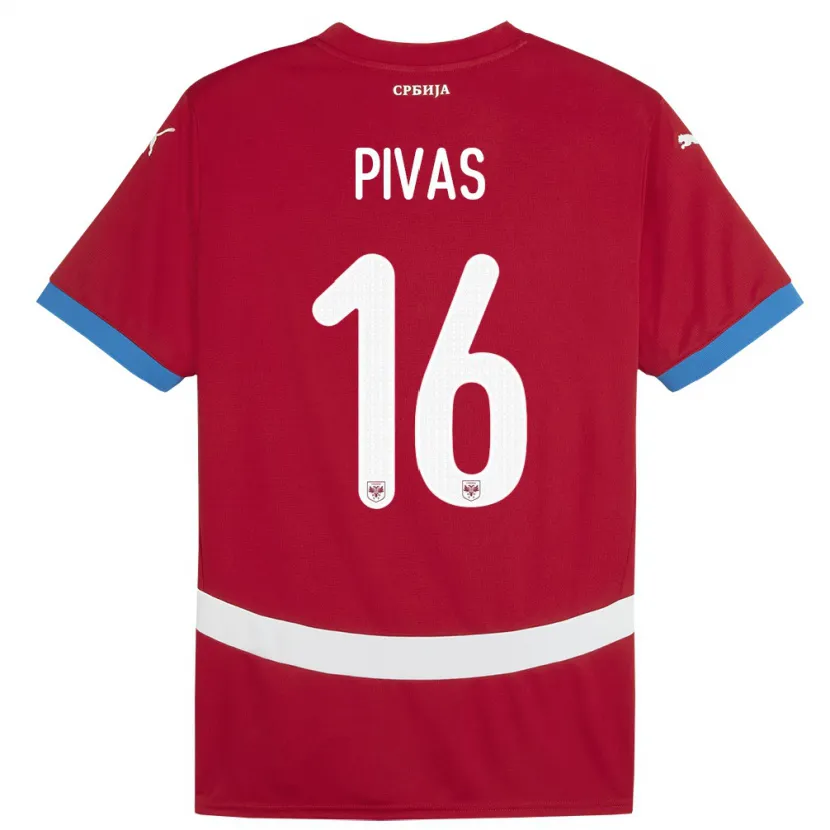 Danxen Barn Serbia Miodrag Pivas #16 Rød Hjemmetrøye Drakt Trøye 24-26 Skjorter T-Skjorte