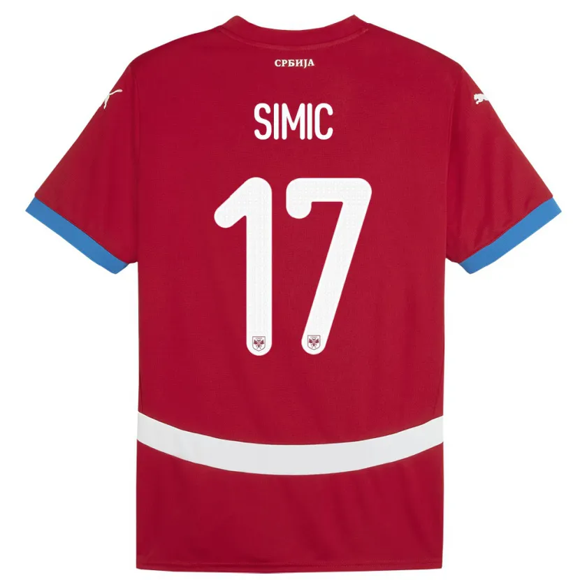 Danxen Barn Serbia Jan Carlo Simic #17 Rød Hjemmetrøye Drakt Trøye 24-26 Skjorter T-Skjorte