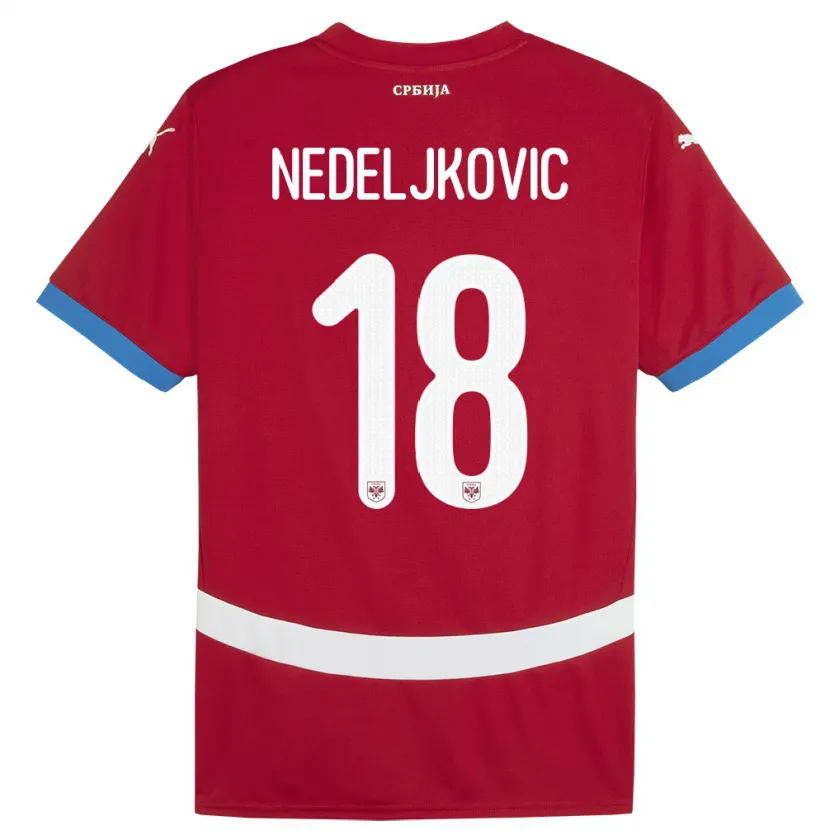Danxen Barn Serbia Kosta Nedeljkovic #18 Rød Hjemmetrøye Drakt Trøye 24-26 Skjorter T-Skjorte