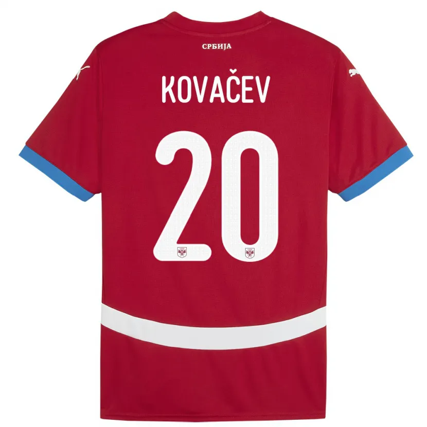 Danxen Barn Serbia Milan Kovacev #20 Rød Hjemmetrøye Drakt Trøye 24-26 Skjorter T-Skjorte