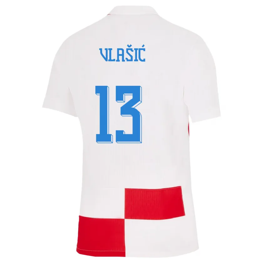 Danxen Barn Kroatia Nikola Vlasic #13 Hvit Rød Hjemmetrøye Drakt Trøye 24-26 Skjorter T-Skjorte