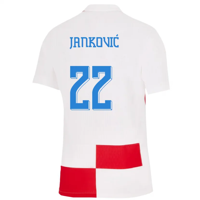 Danxen Barn Kroatia Niko Jankovic #22 Hvit Rød Hjemmetrøye Drakt Trøye 24-26 Skjorter T-Skjorte