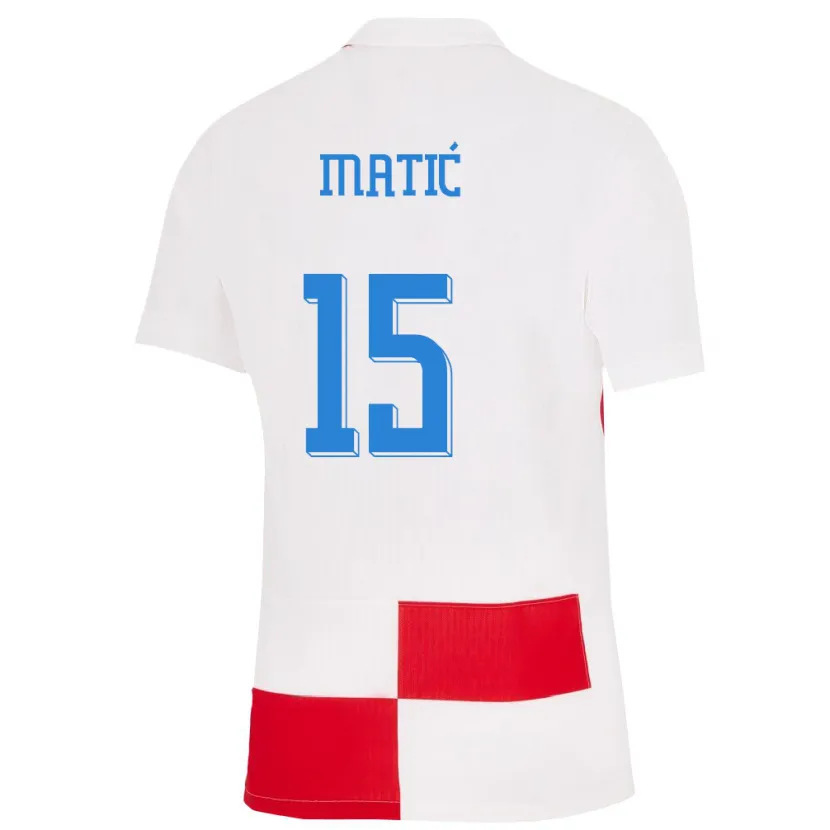 Danxen Barn Kroatia Matej Matic #15 Hvit Rød Hjemmetrøye Drakt Trøye 24-26 Skjorter T-Skjorte