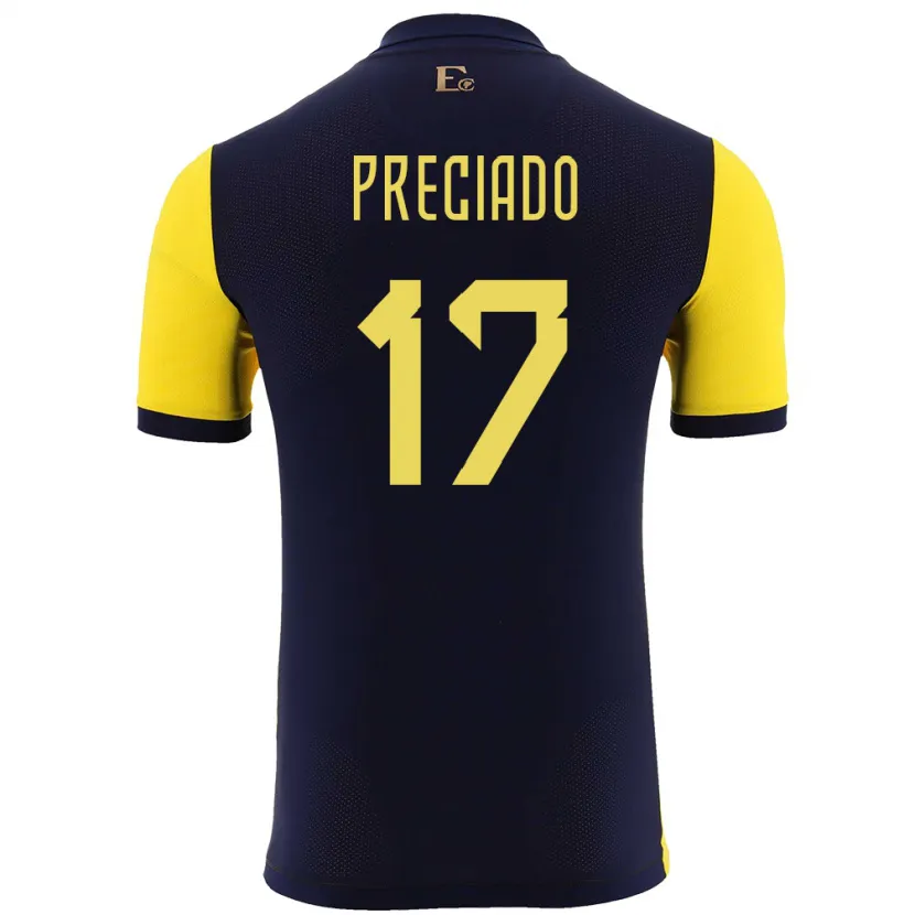 Danxen Barn Ecuador Angelo Preciado #17 Gul Hjemmetrøye Drakt Trøye 24-26 Skjorter T-Skjorte