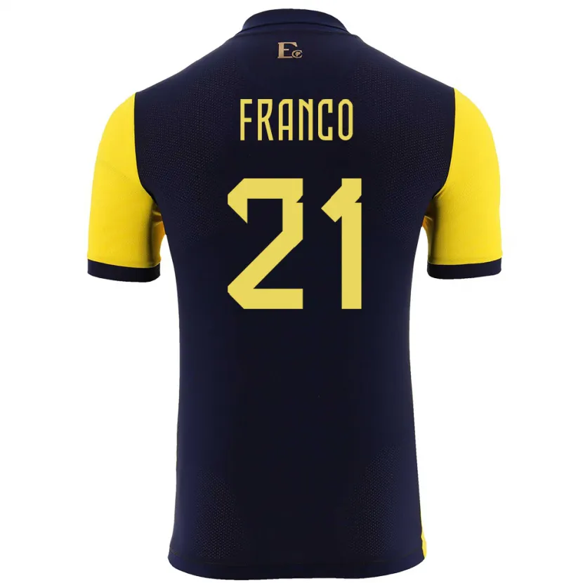 Danxen Barn Ecuador Alan Franco #21 Gul Hjemmetrøye Drakt Trøye 24-26 Skjorter T-Skjorte