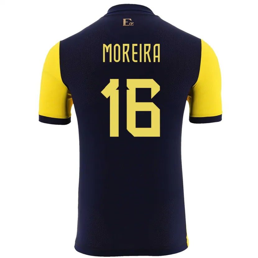 Danxen Barn Ecuador Ligia Moreira #16 Gul Hjemmetrøye Drakt Trøye 24-26 Skjorter T-Skjorte