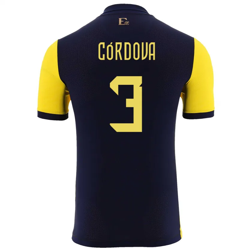 Danxen Barn Ecuador Luis Cordova #3 Gul Hjemmetrøye Drakt Trøye 24-26 Skjorter T-Skjorte