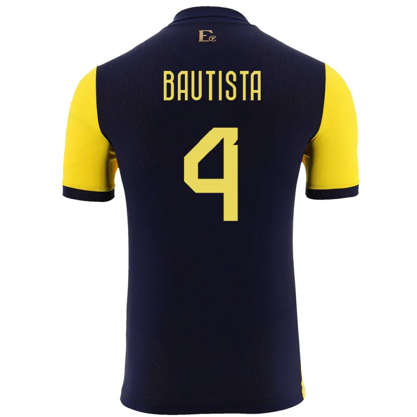 Danxen Barn Ecuador Davis Bautista #4 Gul Hjemmetrøye Drakt Trøye 24-26 Skjorter T-Skjorte
