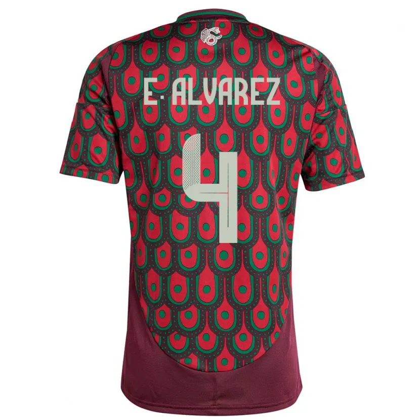 Danxen Barn Mexico Edson Alvarez #4 Rødbrun Hjemmetrøye Drakt Trøye 24-26 Skjorter T-Skjorte