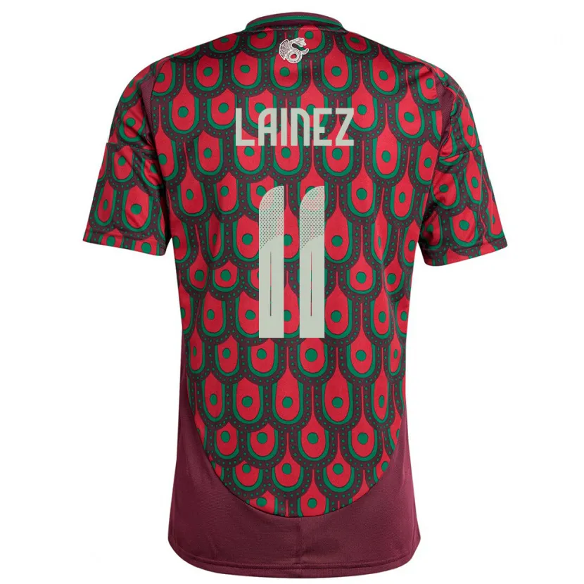 Danxen Barn Mexico Diego Lainez #11 Rødbrun Hjemmetrøye Drakt Trøye 24-26 Skjorter T-Skjorte