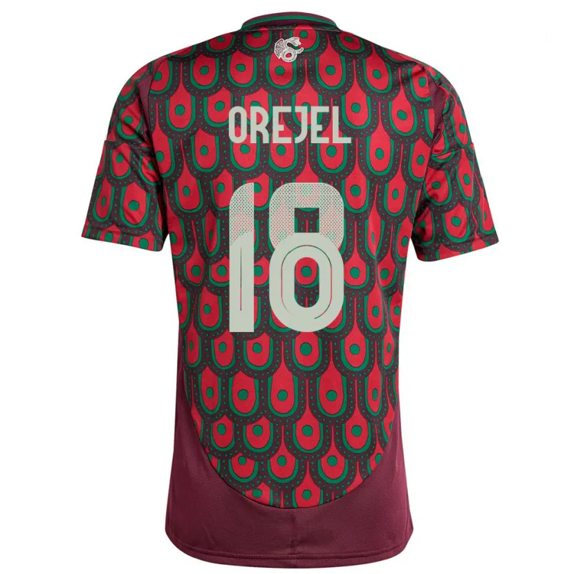 Danxen Barn Mexico Jocelyn Orejel #18 Rødbrun Hjemmetrøye Drakt Trøye 24-26 Skjorter T-Skjorte