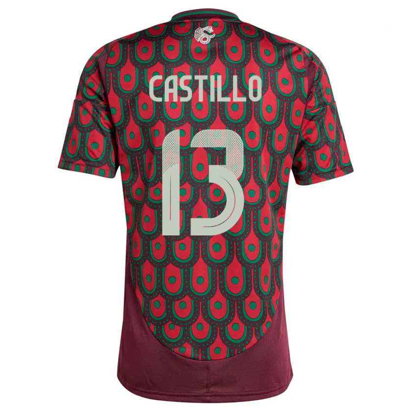 Danxen Barn Mexico Jose Castillo #13 Rødbrun Hjemmetrøye Drakt Trøye 24-26 Skjorter T-Skjorte