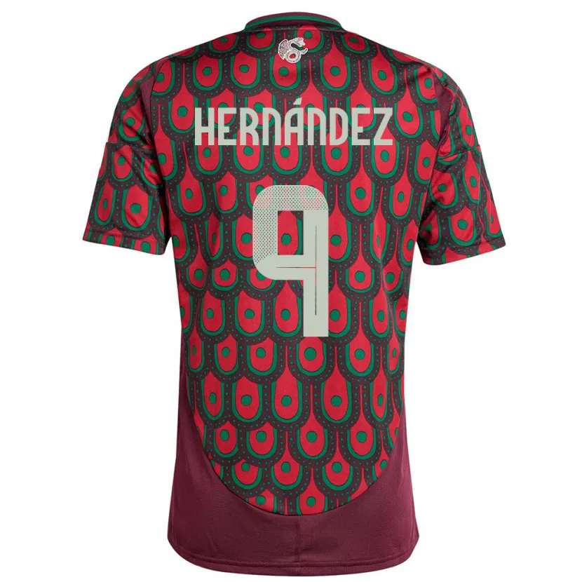 Danxen Barn Mexico Jesus Hernandez #9 Rødbrun Hjemmetrøye Drakt Trøye 24-26 Skjorter T-Skjorte