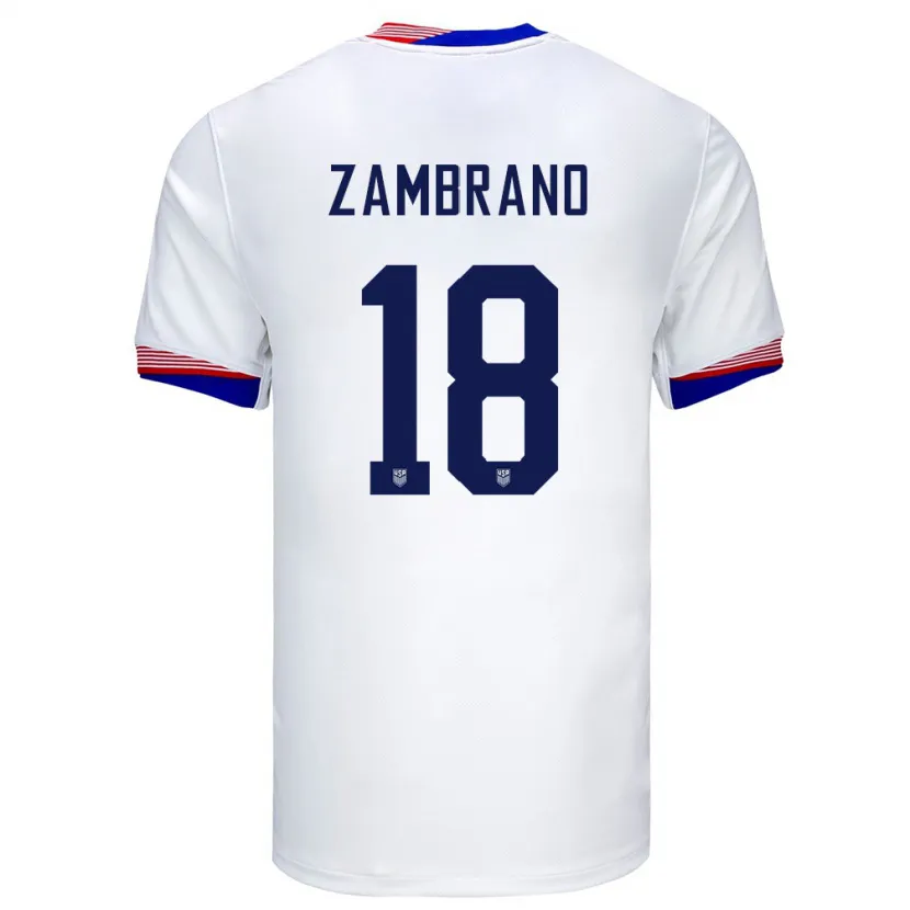 Danxen Barn Usa Marcos Zambrano #18 Hvit Hjemmetrøye Drakt Trøye 24-26 Skjorter T-Skjorte