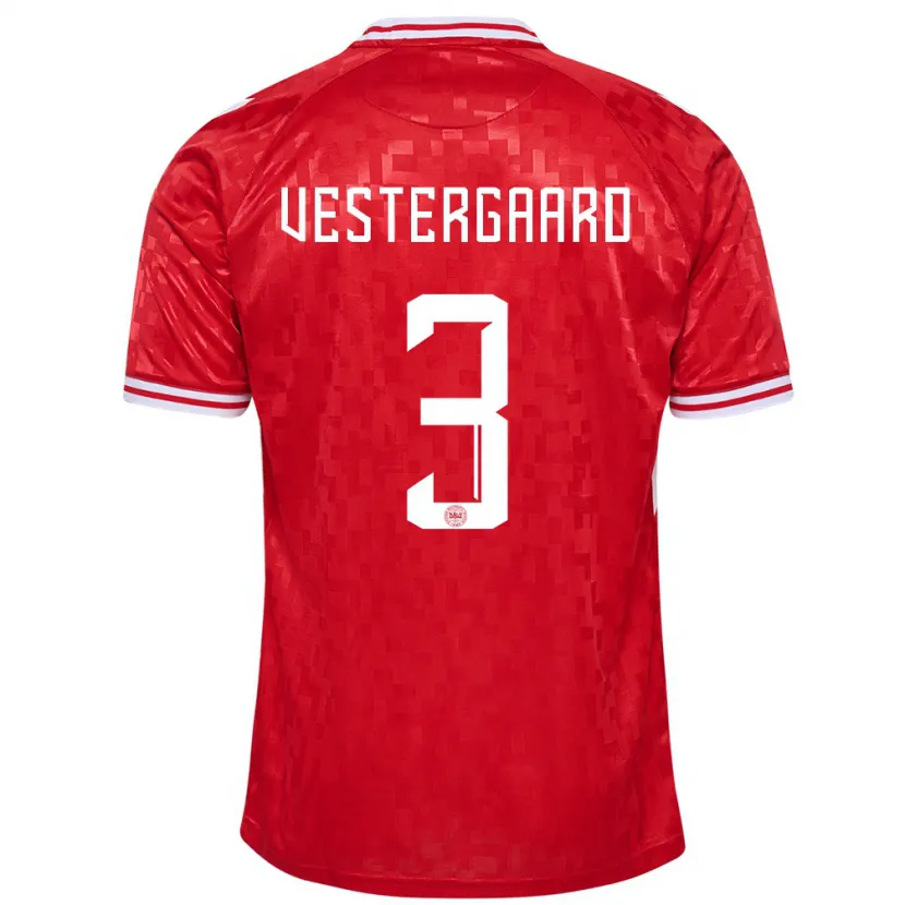 Danxen Barn Danmark Jannik Vestergaard #3 Rød Hjemmetrøye Drakt Trøye 24-26 Skjorter T-Skjorte