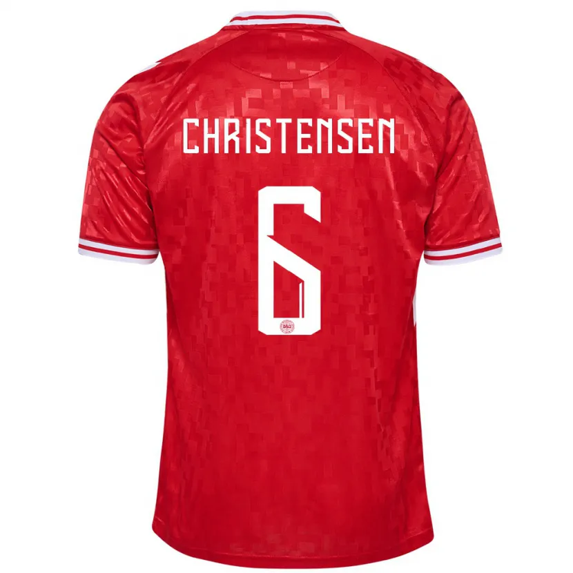 Danxen Barn Danmark Andreas Christensen #6 Rød Hjemmetrøye Drakt Trøye 24-26 Skjorter T-Skjorte