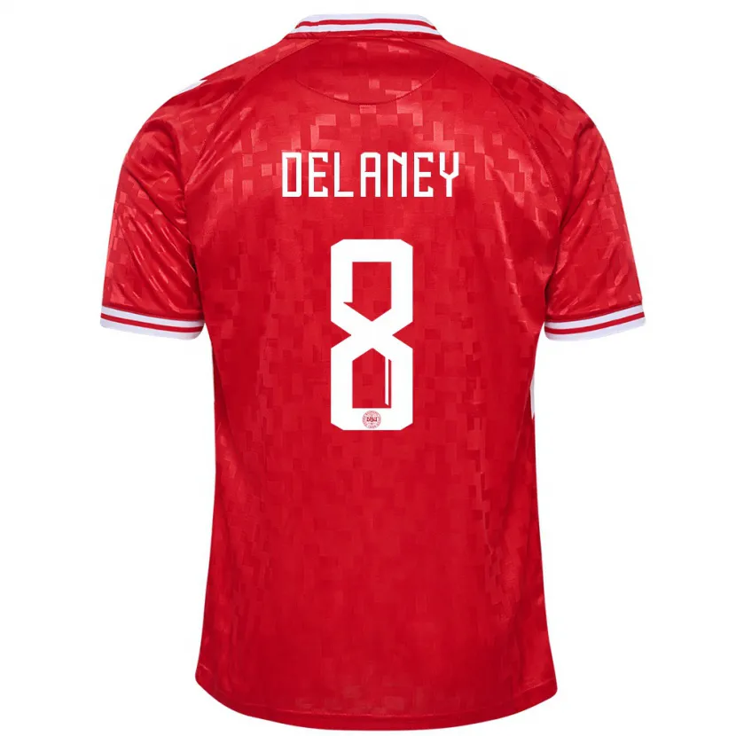 Danxen Barn Danmark Thomas Delaney #8 Rød Hjemmetrøye Drakt Trøye 24-26 Skjorter T-Skjorte